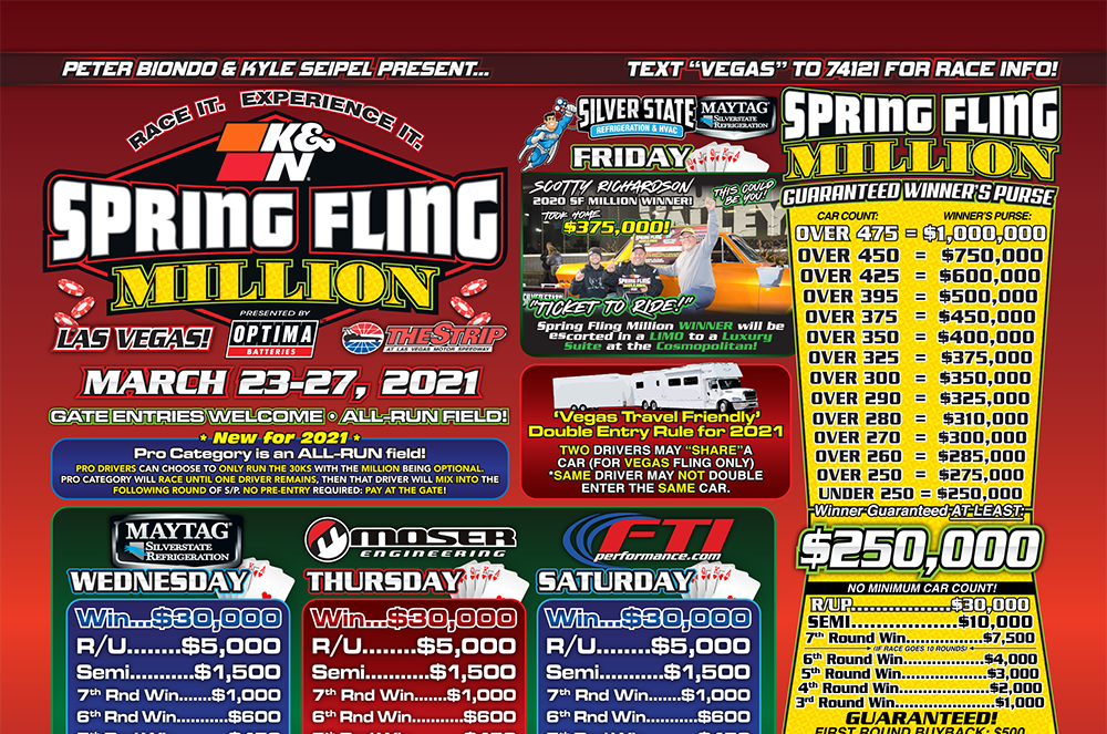 Watch the replay of the 2021 Spring Fling MILLION From Las Vegas! Insanely Tight Bracket Racing Action